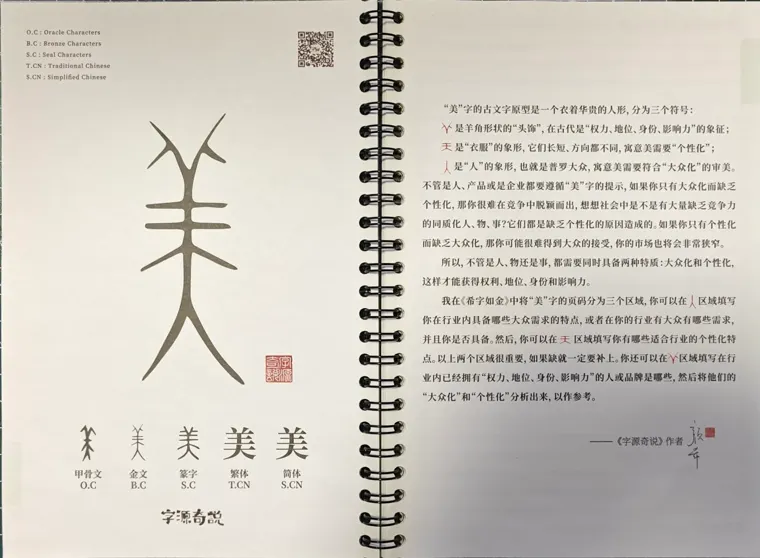 希字如金笔记本内页：美字解码思维导图